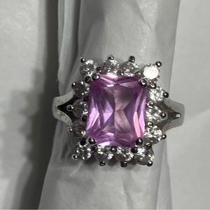 925 Sterling Silver - Pink Austrian Christal Ring